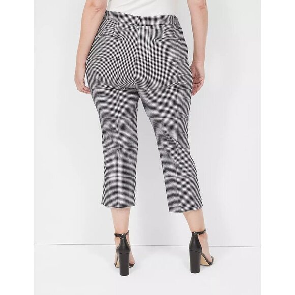 Lane Bryant Womens Plus Size 20 4-Season Slim Capri Pants in Black White Gingham - Picture 2 of 7